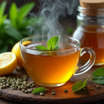 Remedio natural con té de menta y jengibre
