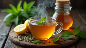 Remedio natural con té de menta y jengibre