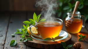 Remedio natural con té de menta y jengibre
